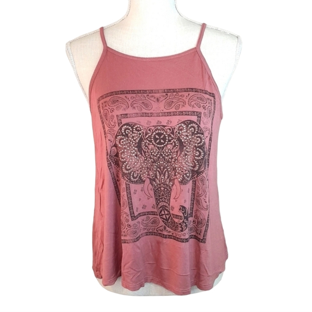 Charlotte Russe Women Small Blush Pink Boho Spaghetti Strap Flowy Tank